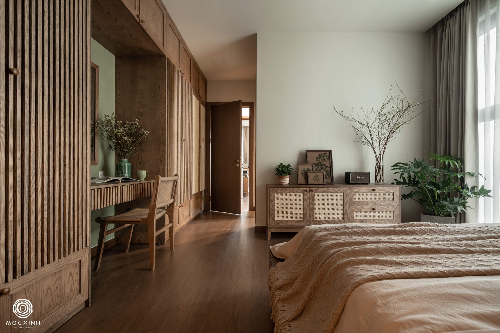 phòng ngủ master phong cách rustic